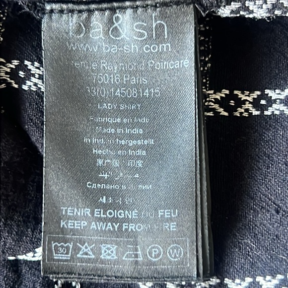 Ba&Sh  Patsy Ruffle Cotton/Linen Plaid Blouse Black & White Size XS - Picture 10 of 10